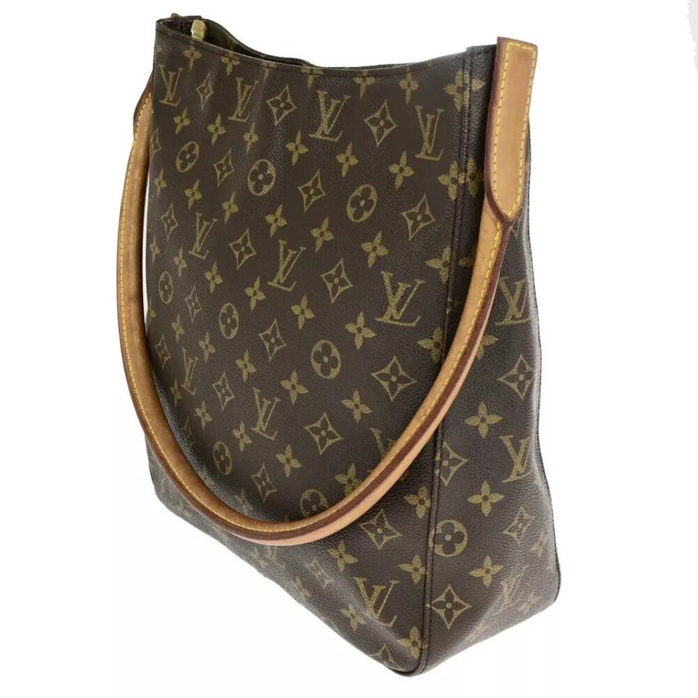 LOUIS VUITTON Logo Looping GM Shoulder Bag Monogram Leather Brown - Picture 16 of 16